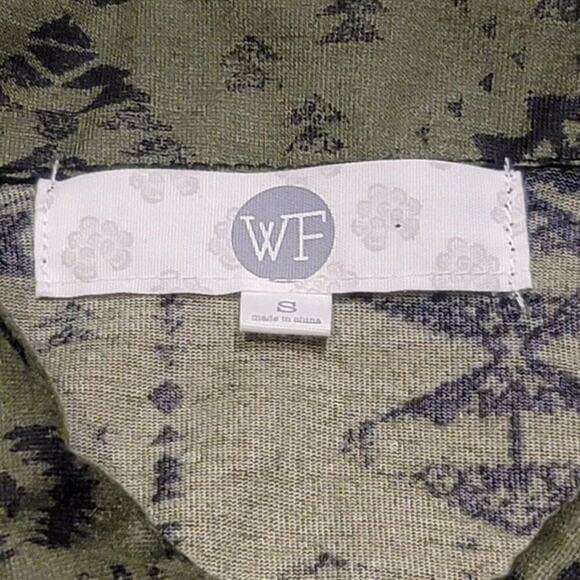 Women's Green Aztec Print Long Sleeve Button Front Shirt Dress Size Small - Picture 9 of 13